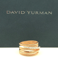  David Yurman 18k Two-Tone Crossover Ring 0.35tdw