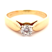  18k Natural Diamond Solitaire Engagement Ring 0.37ct