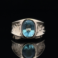  14k Swiss Blue Topaz Men's Ring 