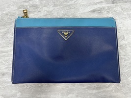 Ladies' Prada Saffiano Bicolor Clutch with Entrupy 