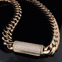  Incredible 14k Cuban Chain with Diamond Encrusted Clasp 224.4g 