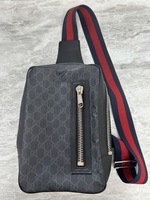 Men's Gucci GG Supreme Web Belt Crossbody Bag w/ Entrupy