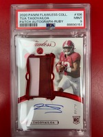  2020 Panini Flawless Collegiate Tua Tagovailoa Patch Autograph Ruby. #106 PSA 9