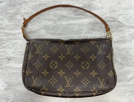 Ladies' Louis Vuitton Monogram Canvas Pochette Bag with Entrupy