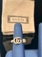 GUCCI DOUBLE G KEY RING WITH CRYSTALS / SIZE: 6" 