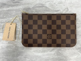 Ladies' Louis Vuitton Neverfull Pochette PM Damier Ebene Entrupy Verified 