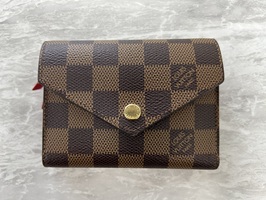 Ladies' Louis Vuitton Victorine Wallet Damier Ebene Entrupy Verified 