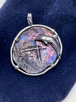  2 REALES SHIPWRECK ATOCHA COIN PENDANT SET IN 14K WHITE GOLD. W/COA