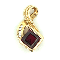  14k Rhodolite Garnet & Diamond Pendant