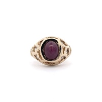  14k Cabochon Ruby and Diamond Nugget-Style Men's Ring 0.33tdw