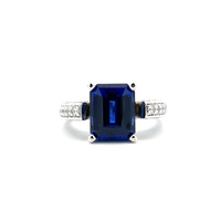  14k Diamond and Lab-Grown Blue Sapphire Cocktail Ring 0.83tdw
