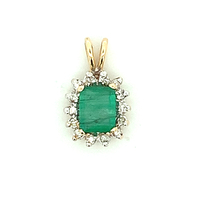  14k Emerald & Diamond Pendant
