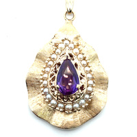  14k Purple Sapphire and Pearl Scent Locket/Pendant