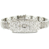  14k Diamond Art-Deco Style Bracelet 10.6g