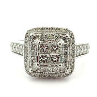  14k Diamond Cluster Bridal Ring 1.00tdw