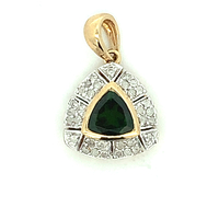  10k Lab Emerald & Diamond Pendant