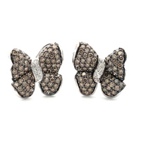  14k Diamond Butterfly Leverback Earrings 1.25tdw