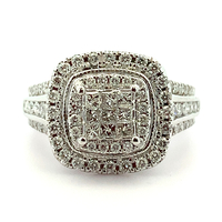 10k Diamond Princess Cluster Bridal Ring 1.00tdw