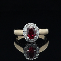  14k Diamond and Lab-Grown Ruby Cocktail Ring 